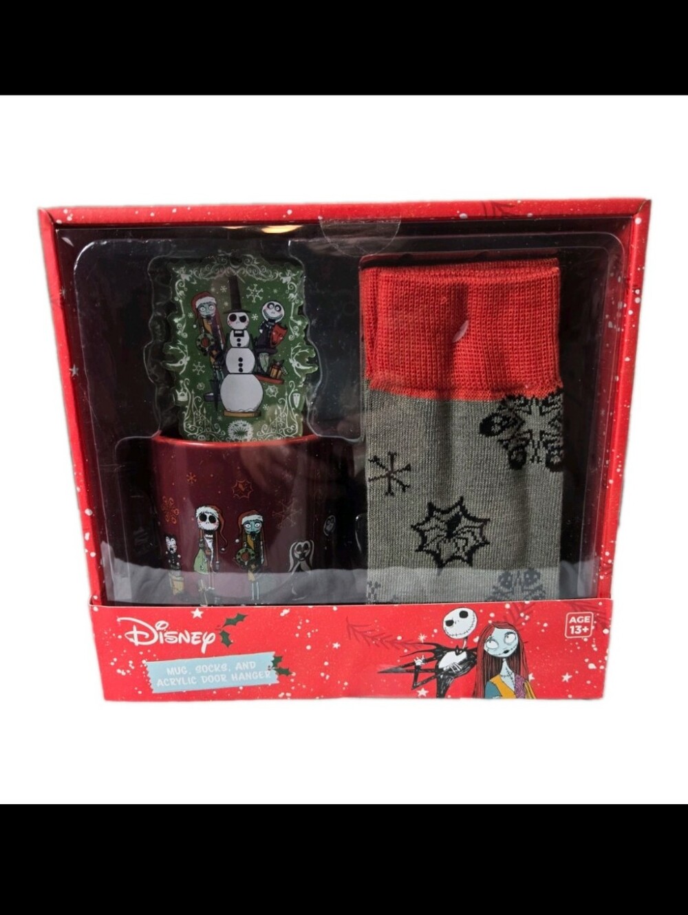 Disney The Nightmare Before Christmas Holiday Sock, Mug & Door Hanger Gift Set